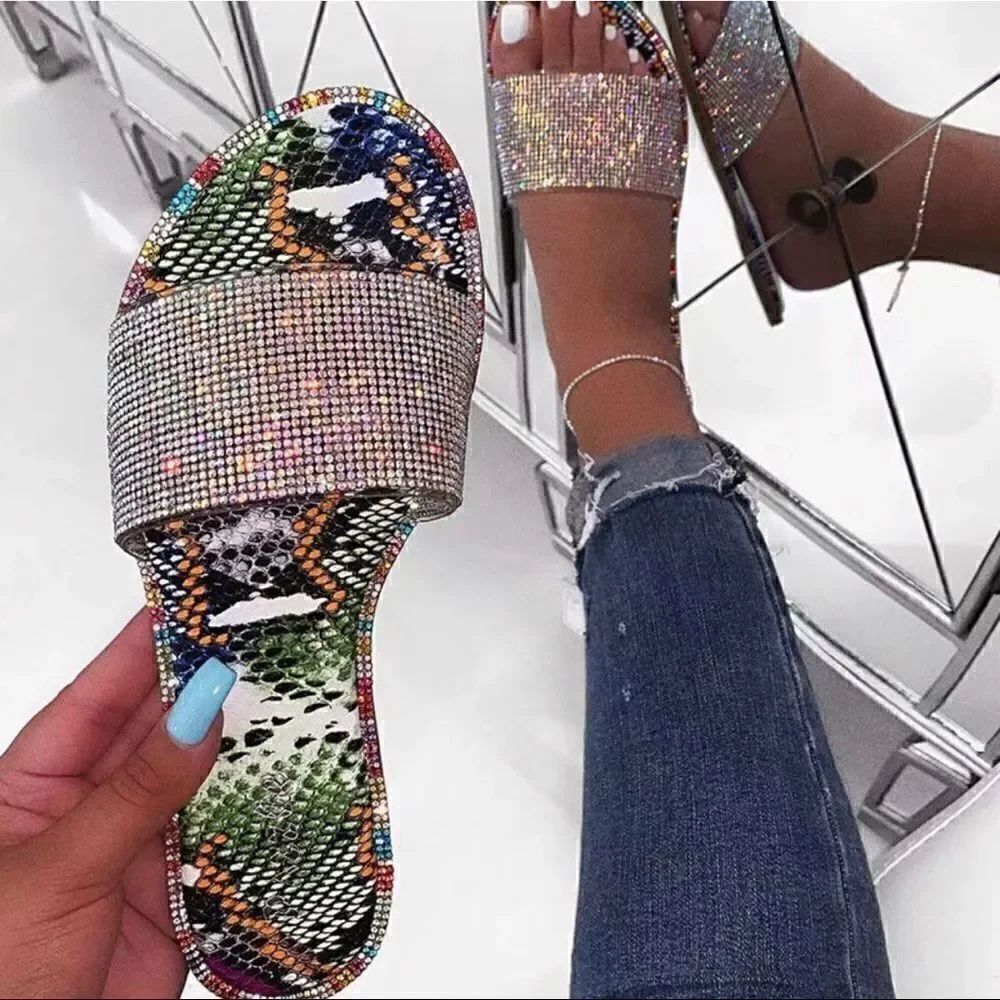 Multi Bling Slide Sandals - Picture 1 of 3